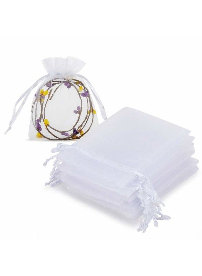 HRX Package 100pcs White Organza Jewelry Bags Drawstring 3 x 4 inch, Little Mesh Gift Pouches Mini Candy Bags for Small Presents Jewelry Earrings - Image 1