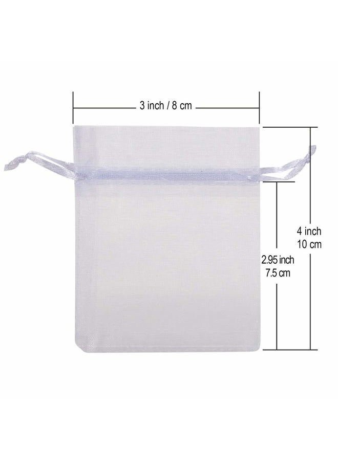 HRX Package 100pcs White Organza Jewelry Bags Drawstring 3 x 4 inch, Little Mesh Gift Pouches Mini Candy Bags for Small Presents Jewelry Earrings - Image 4