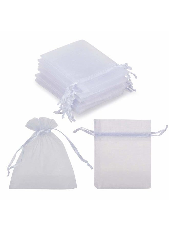 HRX Package 100pcs White Organza Jewelry Bags Drawstring 3 x 4 inch, Little Mesh Gift Pouches Mini Candy Bags for Small Presents Jewelry Earrings - Image 2