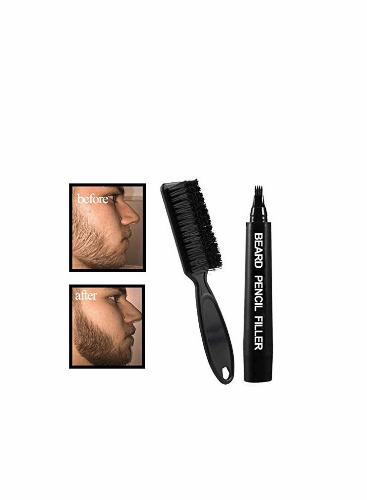 Excefore Beard Pencil Filler for Men- Water Proof& Sweat Proof, Long Lasting -Beard Pen with a Micro-Fork Tip Applicator Creates Natural Looking Beard, Moustache & Eyebrows, Black - Image 1