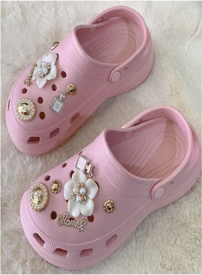 12 Pcs Bling Shoe Charms for Women, Bling Croc Charms Pearl Shoe Charms with Shoe Chains Crystal Rhinestone Shoe Charms DIY Shoe Decoration Charms for Croc Clog Sandals Fit Party Favors Birthday Gifts - Image 2