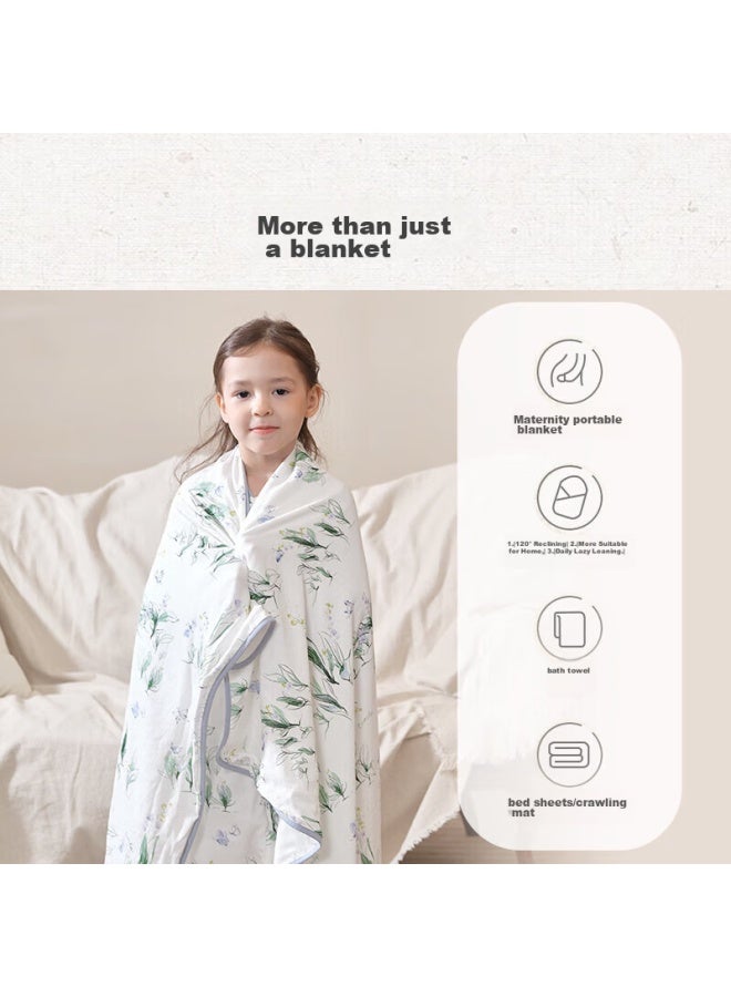 Cutelife Four-layer Bamboo Cotton Gauze Blanket, Spring And Summer Lightweight Quilt, Kindergarten Nap Blanket, Lily Of The Valley And Butterfly Pattern, 120*120cm - Image 2