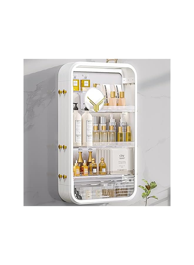 راكسوم رف منظم لمستحضرات التجميل، رف حمام كبير للعناية بالبشرة، أرفف تخزين مثبتة على الحائط لغرفة النوم والحمام والمطبخ وغرفة الغسيل، لا حاجة للحفر (أبيض) - Image 5