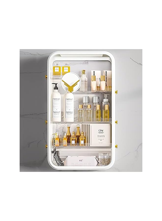 راكسوم رف منظم لمستحضرات التجميل، رف حمام كبير للعناية بالبشرة، أرفف تخزين مثبتة على الحائط لغرفة النوم والحمام والمطبخ وغرفة الغسيل، لا حاجة للحفر (أبيض) - Image 4