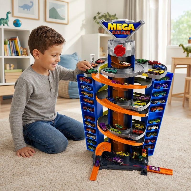 Hot Wheels - Mega Garage Car Parking Playset with 1 Car - GTT95 - Image 2