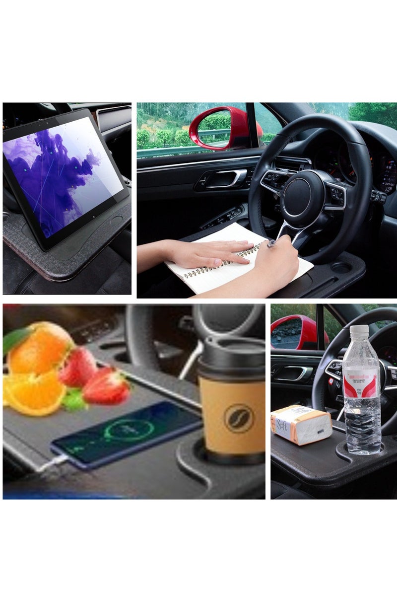 Grey Foldable Car Steering Wheel Tray - For Laptop & Meals (Use When Parked Only) - Image 2