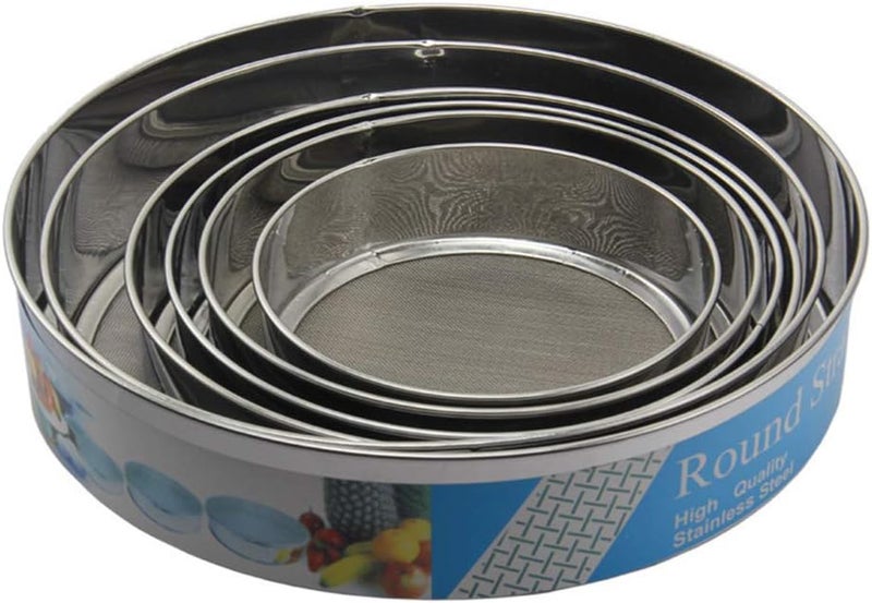 Spaceshoop 6 Pcs Flour Sieve Strainers Sets for Baking, 6 Sizes Stainless Steel Round Fine Mesh Strainer Sifters Food Strainers with 40 Mesh, Kitchen Strainer Colander Sieve for Bake Decorate Cakes - Image 1