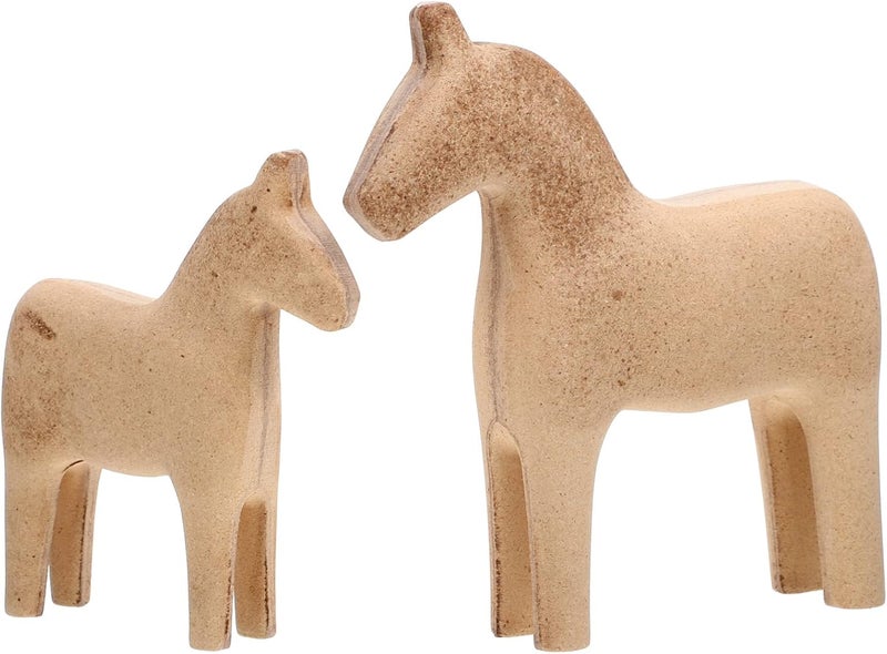 klarako Unfinished Swedish Wooden Dala Horse Figurine 2pcs DIY Unpainted Horse Sculpture Small Horse Statues Scandinavian Wedding Gifts Home Decoration - Image 1