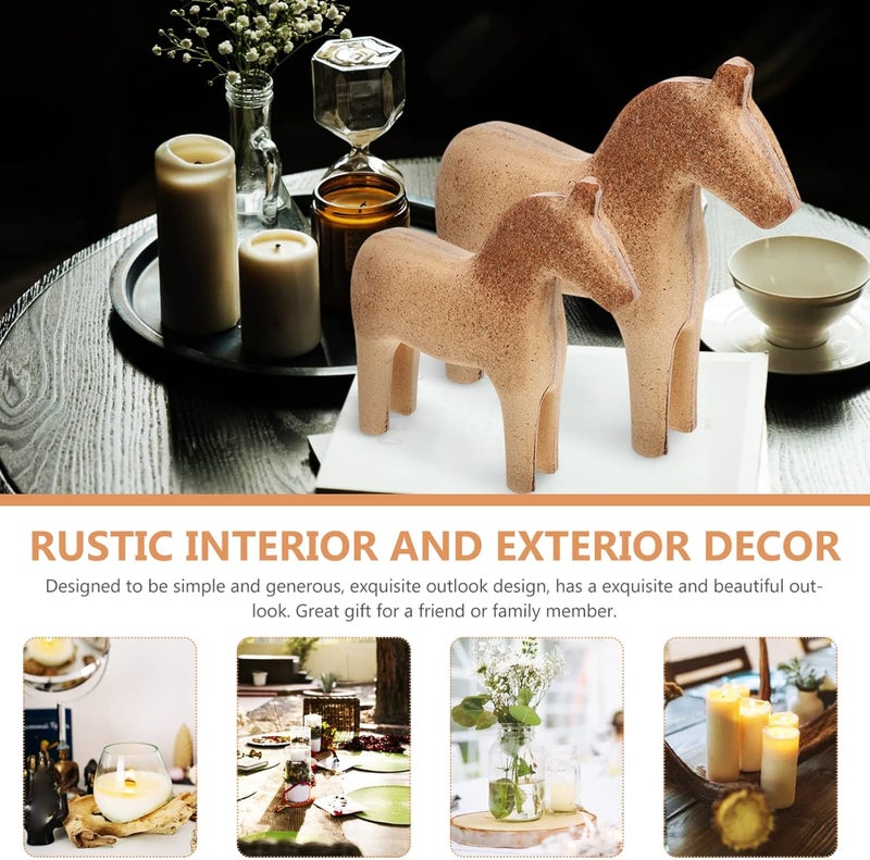 klarako Unfinished Swedish Wooden Dala Horse Figurine 2pcs DIY Unpainted Horse Sculpture Small Horse Statues Scandinavian Wedding Gifts Home Decoration - Image 4