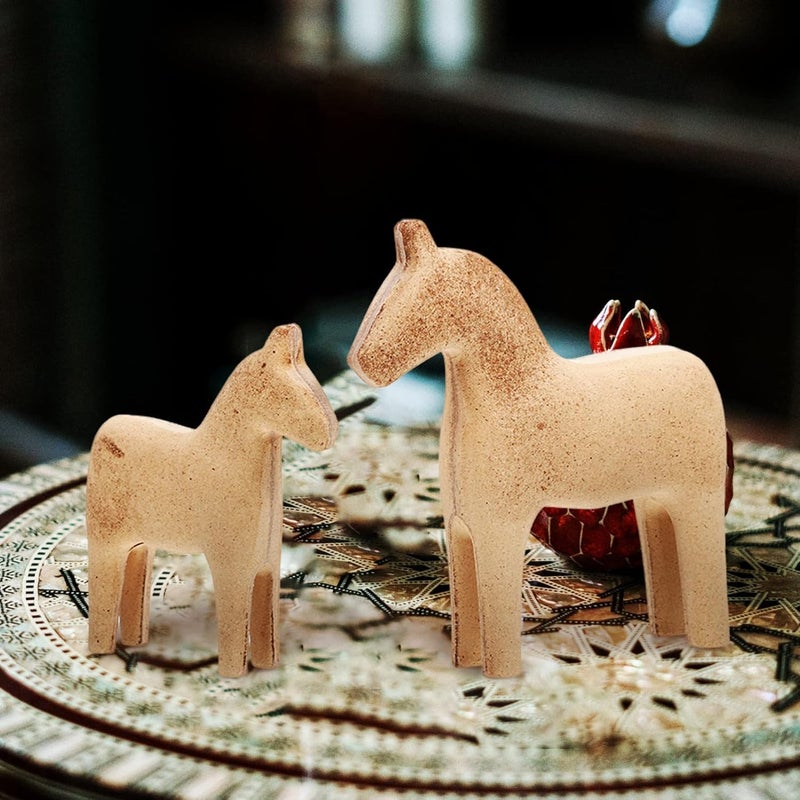 klarako Unfinished Swedish Wooden Dala Horse Figurine 2pcs DIY Unpainted Horse Sculpture Small Horse Statues Scandinavian Wedding Gifts Home Decoration - Image 3