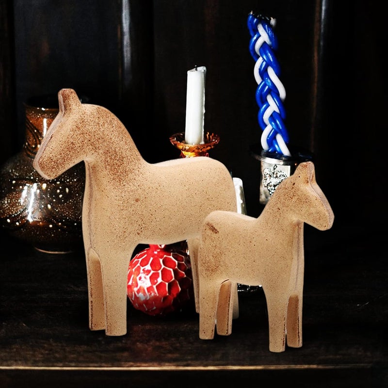 klarako Unfinished Swedish Wooden Dala Horse Figurine 2pcs DIY Unpainted Horse Sculpture Small Horse Statues Scandinavian Wedding Gifts Home Decoration - Image 5