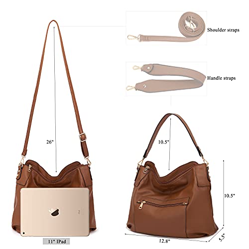 Idesort Large Crossbody Bags Ladies Shoulder Handbags Purse and Wallet Set for Women Totes Hobo Purses Brown - Image 5