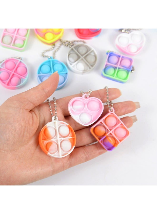 10/20pcs Mini Pop Keychain Toddler Sensory Fidget Toys Bulk Classroom Prizes Kids Birthday Party Favors Wedding Gift for Guests-Color:Heart-Size:10pcs - Image 3