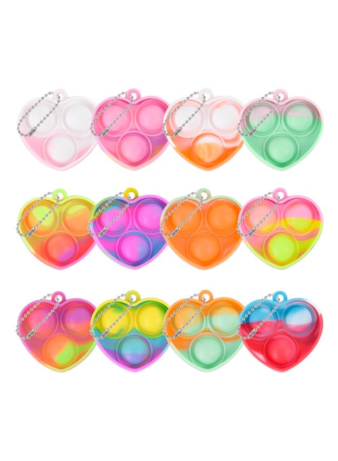 10/20pcs Mini Pop Keychain Toddler Sensory Fidget Toys Bulk Classroom Prizes Kids Birthday Party Favors Wedding Gift for Guests-Color:Heart-Size:10pcs - Image 1