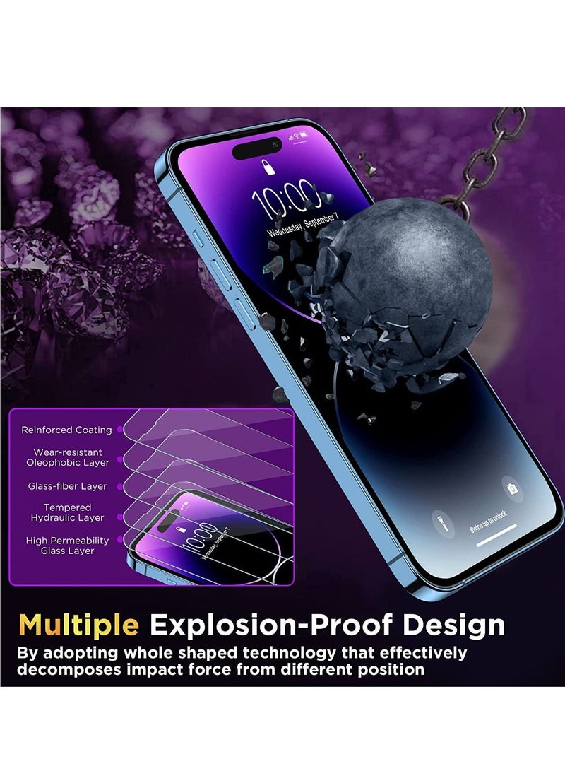 BORTONY Tempered Glass Full Coverage Designed for iPhone 14/14 Pro/13/13 Pro Screen Protector [9H Military Shatterproof Protection] Easy Install Bubble Free Protective Film Case-friendly 6.1'' - Image 5