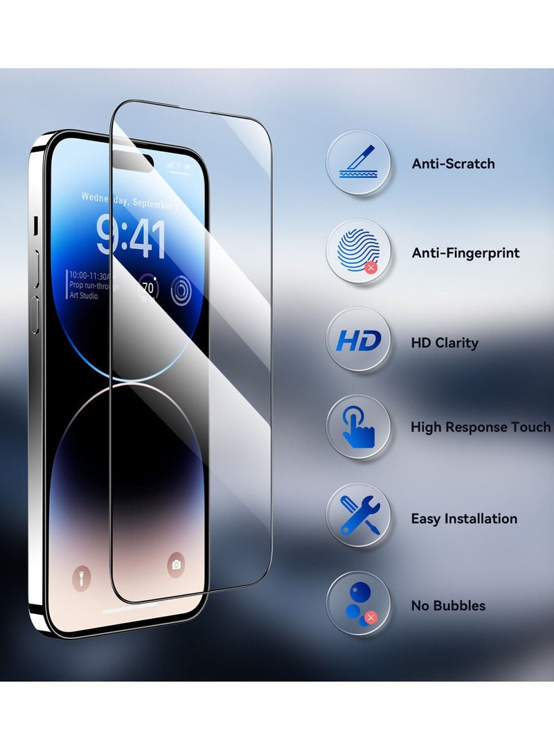 BORTONY Tempered Glass Full Coverage Designed for iPhone 14/14 Pro/13/13 Pro Screen Protector [9H Military Shatterproof Protection] Easy Install Bubble Free Protective Film Case-friendly 6.1'' - Image 2
