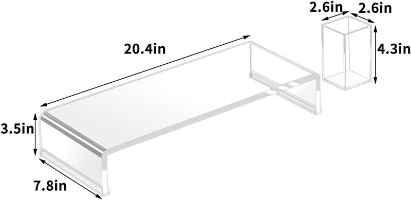NIUBEE [Upgraded] NIUBEE Premium Clear Computer Monitor Stand, Acrylic Monitor Stand for Desk, Stand with Acrylic Pen Holder, Great for Laptop/Desktop Computer/Printer TV Screen Office/Home/School. - Image 2