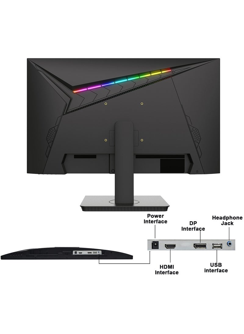 Glanfen - 24.5 inch Flat Screen Gaming Monitor 100Hz with LED Backlit,FHD 1920×1080 1ms Response,VESA Mountable(HDMI,DP,USB,Audio Port)-Black - Image 1