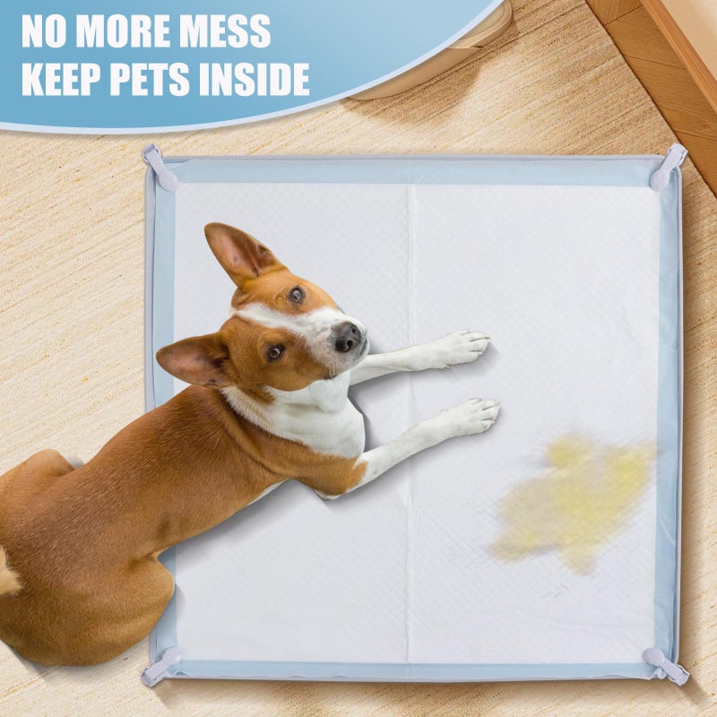 IMMCUTE Pee Pad Holder, Fits Up to 24" x 24" Training Pads, Silicone Non-Slip Dog Potty Tray,High Edge Puppy Pad Holder Tray for Easy Cleaning with 8 Holder Clamps, for Puppy Potty Training - Image 4