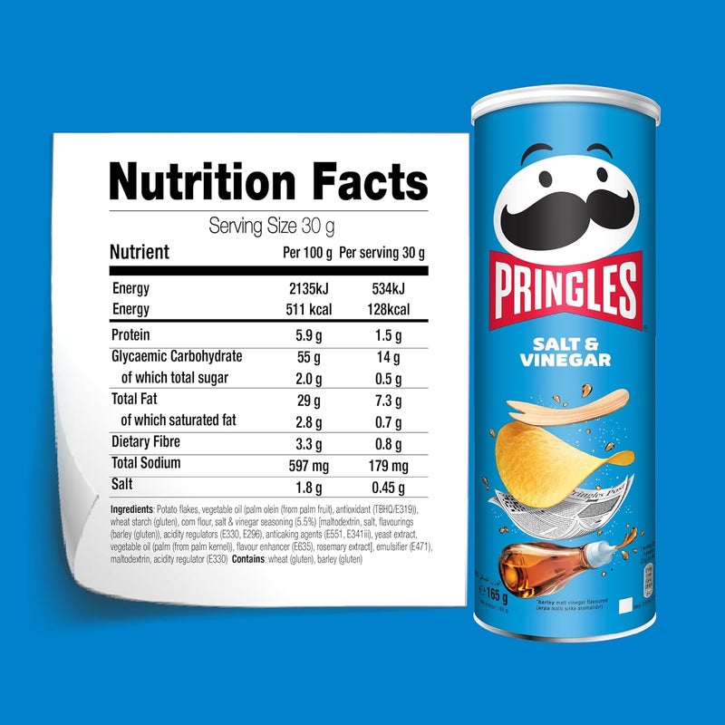 Pringles رقائق البطاطس بنكهة الملح والخل من برينجلز - 165 جرام - Image 2