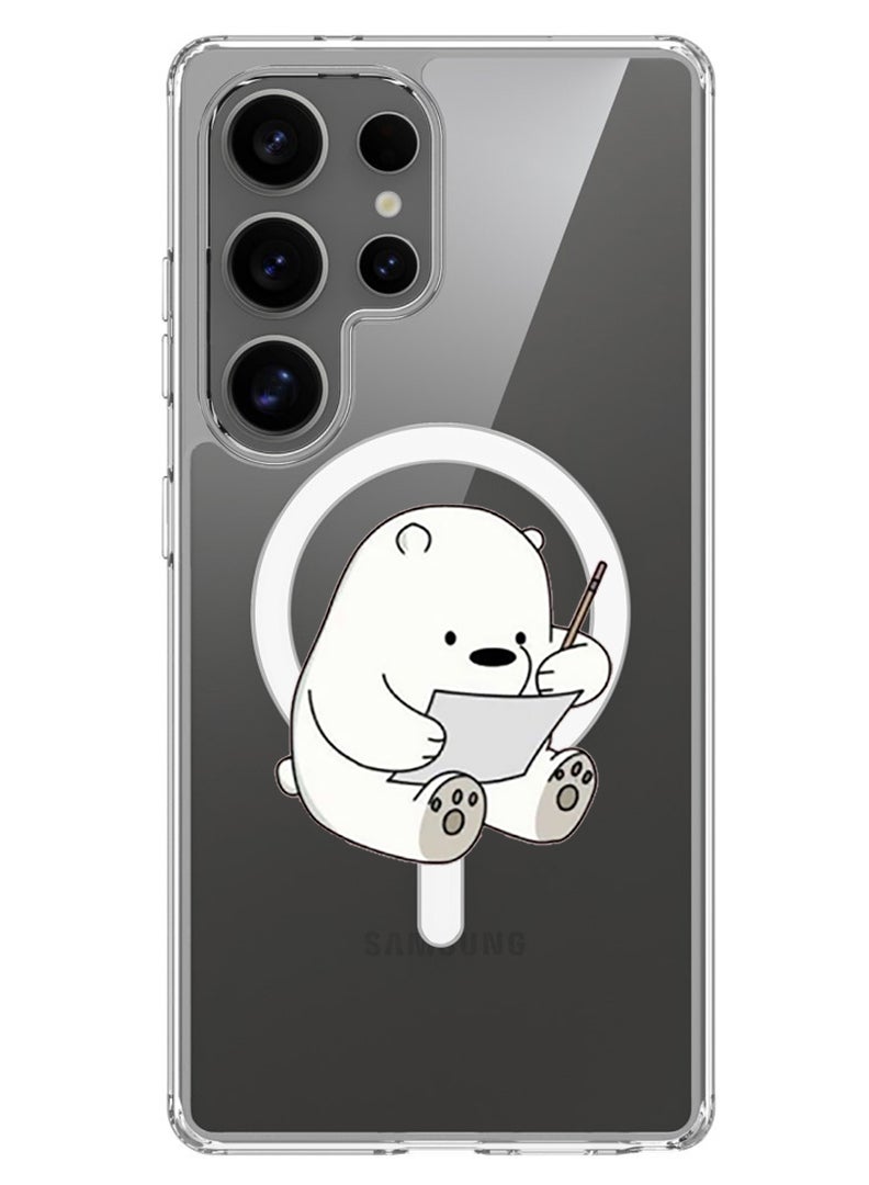 Theodor Magnetic Case for Samsung Galaxy S25 Ultra 6.9-inch Compatible with MagSafe Wireless Charging, Shockproof Phone Bumper Cover Panda writing - Image 1