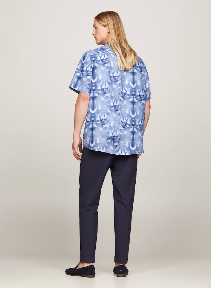 TOMMY HILFIGER Palm Print Tie-Dye Relaxed Short Sleeve Shirt - Image 2