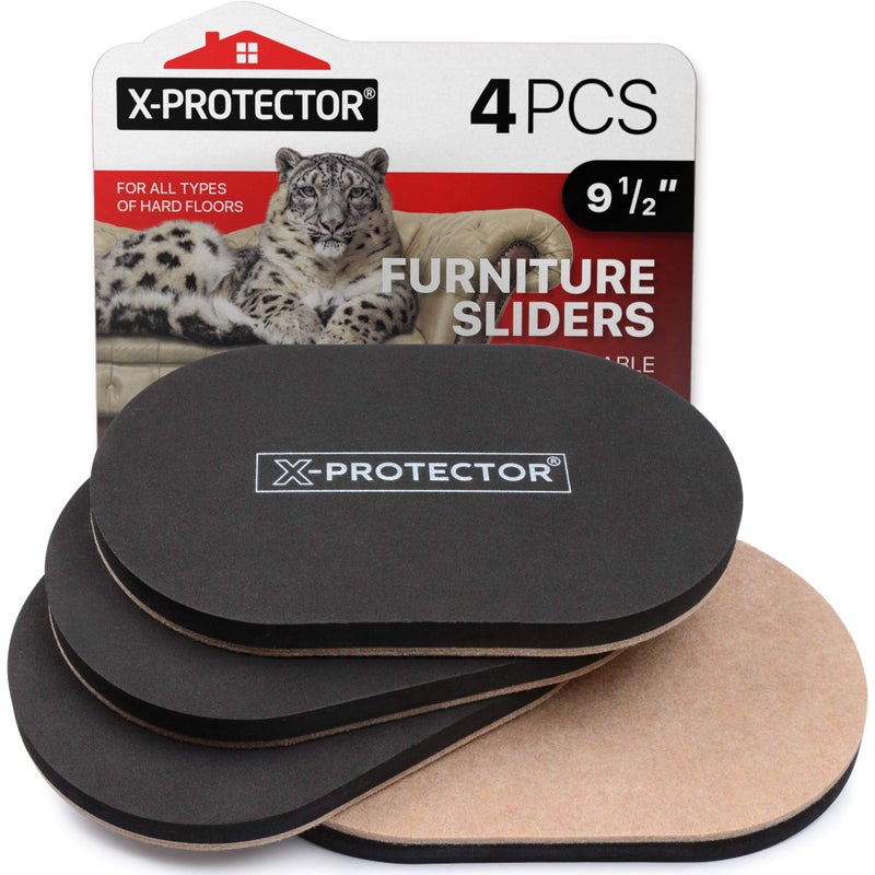 X-Protector Felt Furniture Sliders Hardwood Floors X-PROTECTOR â€“ 4 PCS 9 1/2 inch Furniture Sliders â€“ Heavy Duty Felt Sliders Hard Surfaces â€“ Move Your Furniture Easily & Safely! - Image 1