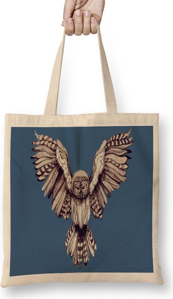 Baskı Dükkanı Print Shop Coruja Cloth Bag Long Handle 