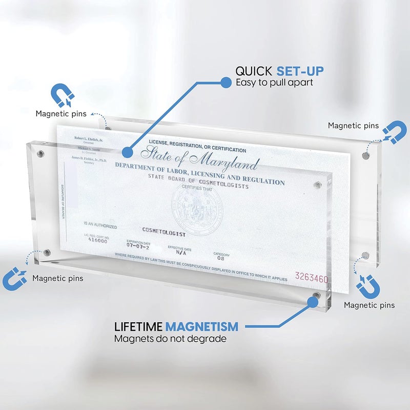Mammoth DuraClear 4x10 Panoramic Acrylic Photo Frame - Frameless & Thick Design - Ideal for Photos, Art Prints, and Cosmetology License Display - Image 2