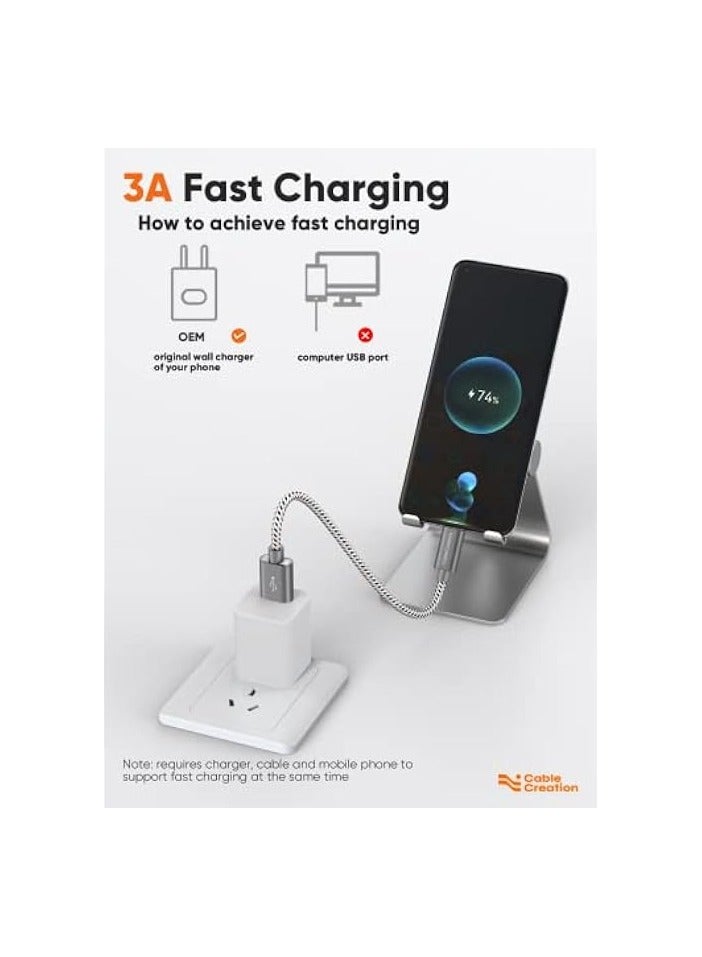 CableCreation 15cm USB C Cable Short, Short USB to USB C Cable 3A Fast Charging Cable, Braided USB C Male to USB Male Cable for Power Bank, Galaxy S23, iPad Pro Mini, S22 S21 Z Flip,Android Cellphone - Image 5