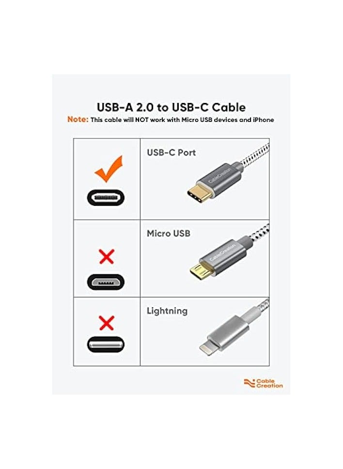CableCreation 15cm USB C Cable Short, Short USB to USB C Cable 3A Fast Charging Cable, Braided USB C Male to USB Male Cable for Power Bank, Galaxy S23, iPad Pro Mini, S22 S21 Z Flip,Android Cellphone - Image 4