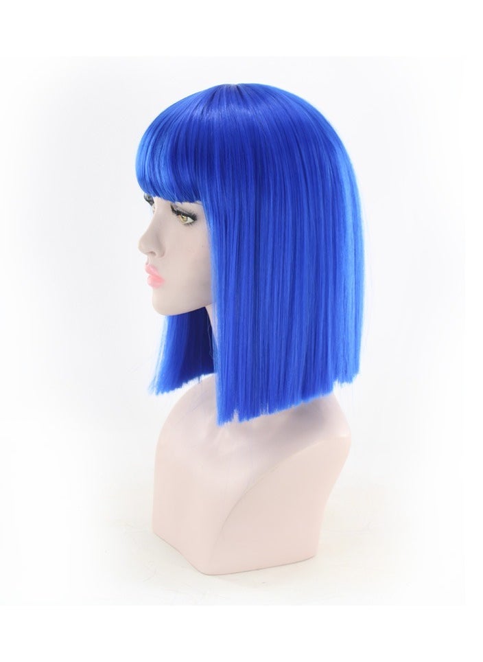 Estelle 14 Women Straight Bob Wig Women Wigs with Bangs Synthetic Party Wigs multicolor Blue  - Image 5