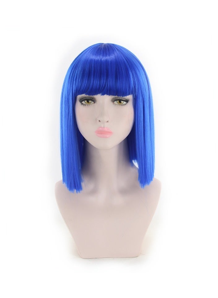 Estelle 14 Women Straight Bob Wig Women Wigs with Bangs Synthetic Party Wigs multicolor Blue  - Image 3