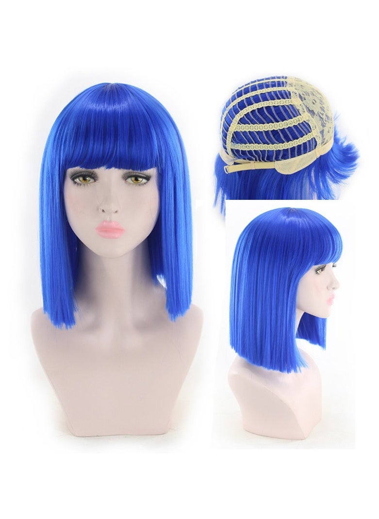 Estelle 14 Women Straight Bob Wig Women Wigs with Bangs Synthetic Party Wigs multicolor Blue  - Image 1