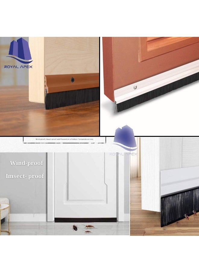 Royal Apex Door Bottom Brush And Rubber Seal With Screw For Exterior/Interior Doors Insulation Door Seal Sound Proof Under Door Draft Blocker Keeping Noise Repellent And Dust 120Cm Brush Brown  - Image 3