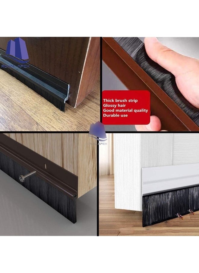Royal Apex Door Bottom Brush And Rubber Seal With Screw For Exterior/Interior Doors Insulation Door Seal Sound Proof Under Door Draft Blocker Keeping Noise Repellent And Dust 120Cm Brush Brown  - Image 4