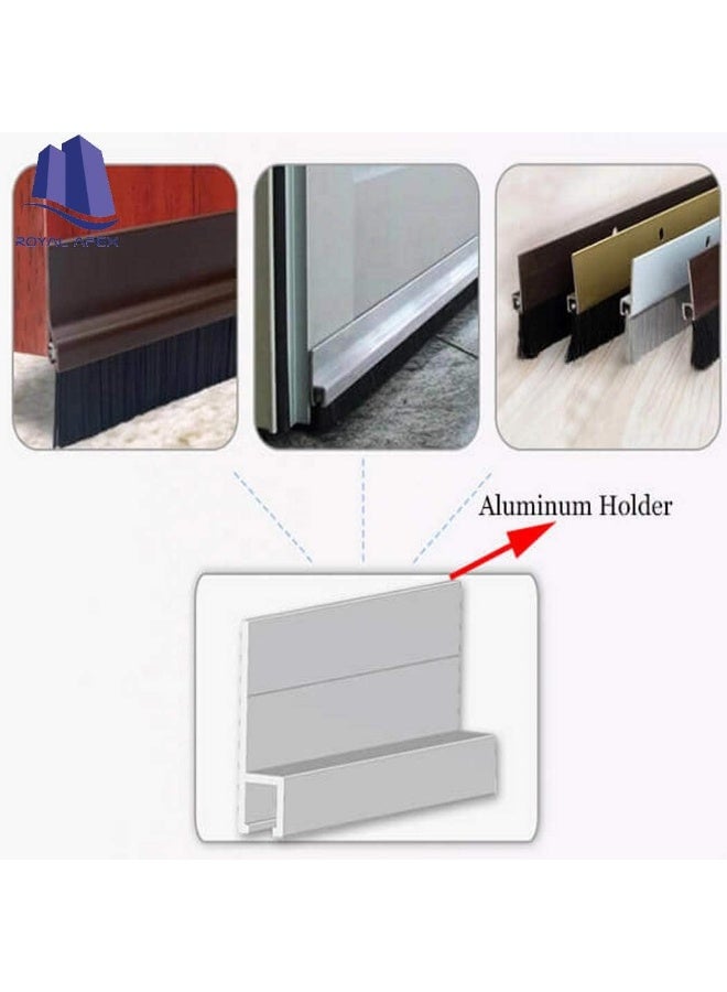 Door Bottom Brush And Rubber Seal With Screw For Exterior/Interior Doors Insulation Door Seal Sound Proof Under Door Draft Blocker Keeping Noise Repellent And Dust 120Cm Brush Brown