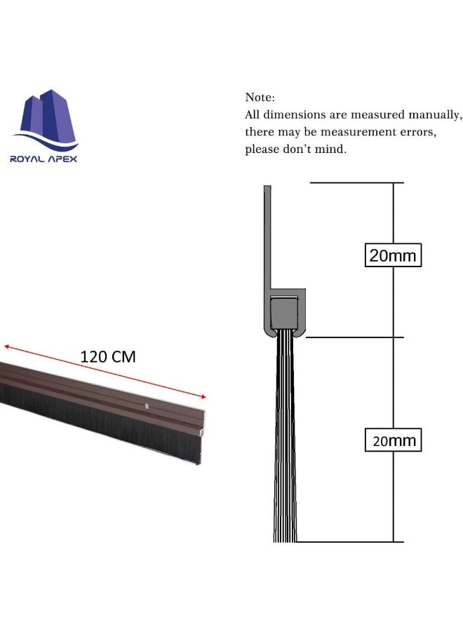Royal Apex Door Bottom Brush And Rubber Seal With Screw For Exterior/Interior Doors Insulation Door Seal Sound Proof Under Door Draft Blocker Keeping Noise Repellent And Dust 120Cm Brush Brown  - Image 2
