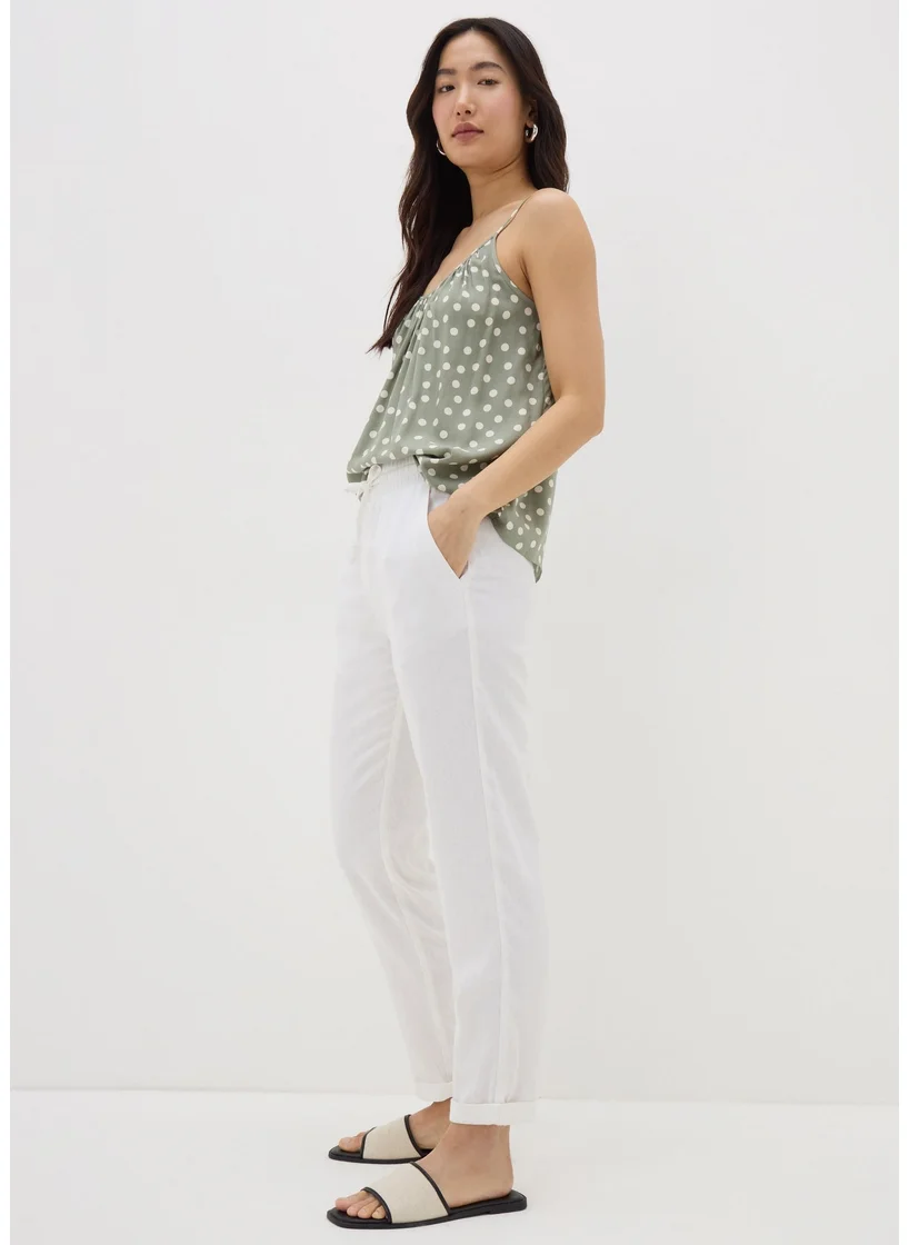 Matalan White Linen Blend Tapered Trousers