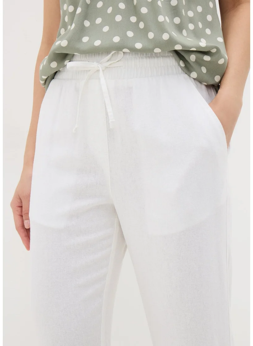 Matalan White Linen Blend Tapered Trousers