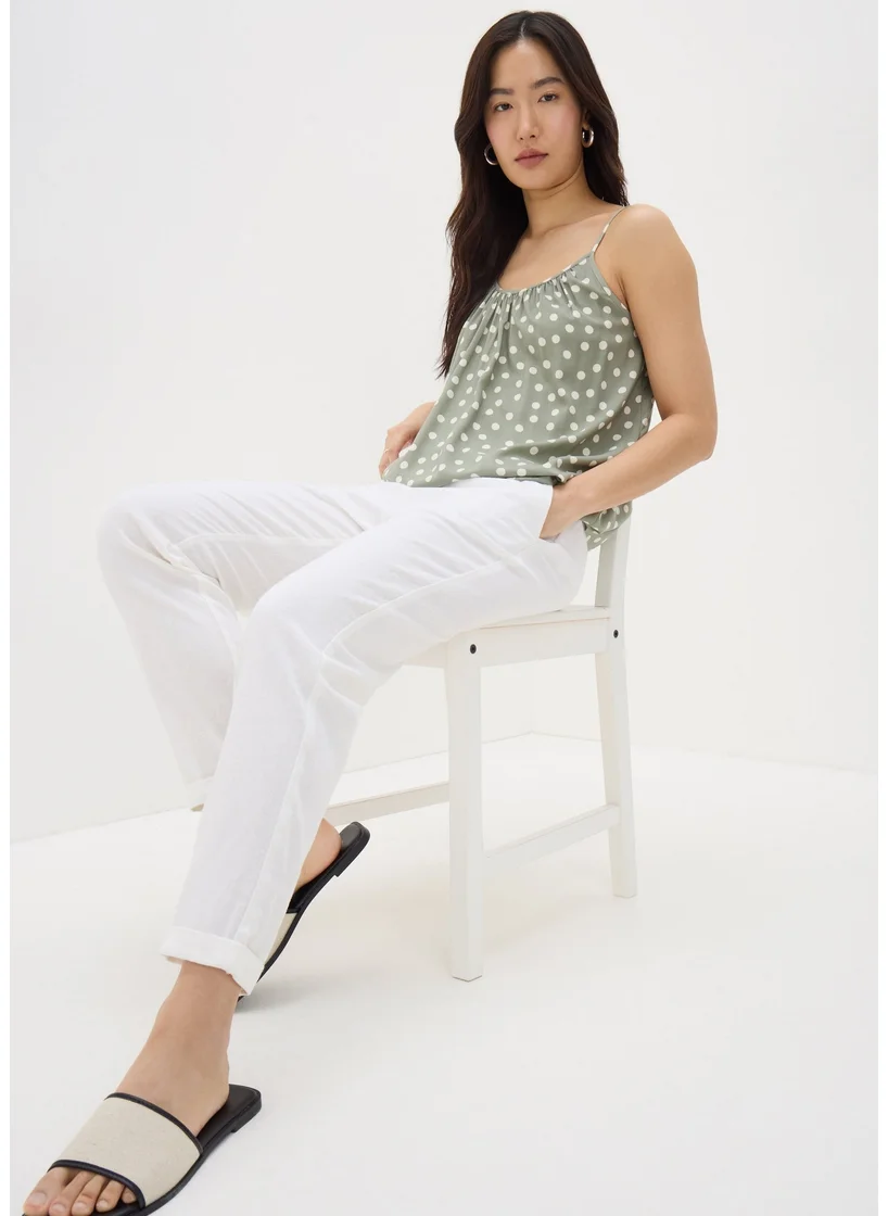 Matalan White Linen Blend Tapered Trousers
