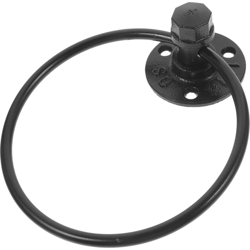 Retro Black Iron Hand Towel Ring for Bathroom Kitchen Balcony - Image 2