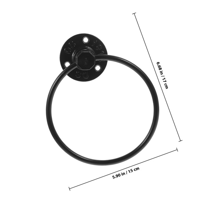 Retro Black Iron Hand Towel Ring for Bathroom Kitchen Balcony - Image 3
