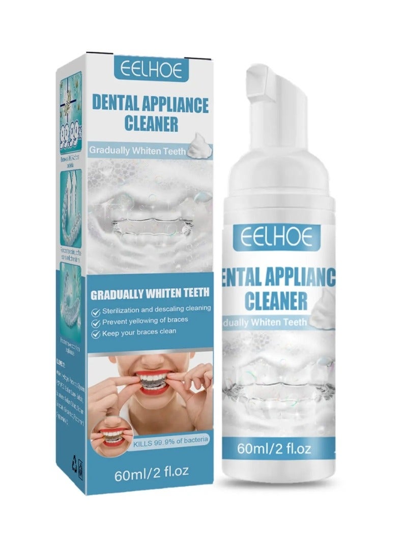 EELHOE 60ml Dental Appliance Cleaner Foam Cleanser for Oral Appliances Braces Cleaner Foam Denture Whitener Toothpaste Aligner Cleaner Teeth Retainer Cleaner Mouth Guard Cleaner Retainer Cleaner Retainer Cleaner Stain Remover - Image 1