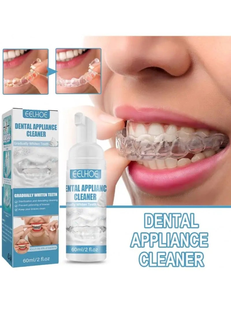 EELHOE 60ml Dental Appliance Cleaner Foam Cleanser for Oral Appliances Braces Cleaner Foam Denture Whitener Toothpaste Aligner Cleaner Teeth Retainer Cleaner Mouth Guard Cleaner Retainer Cleaner Retainer Cleaner Stain Remover - Image 3