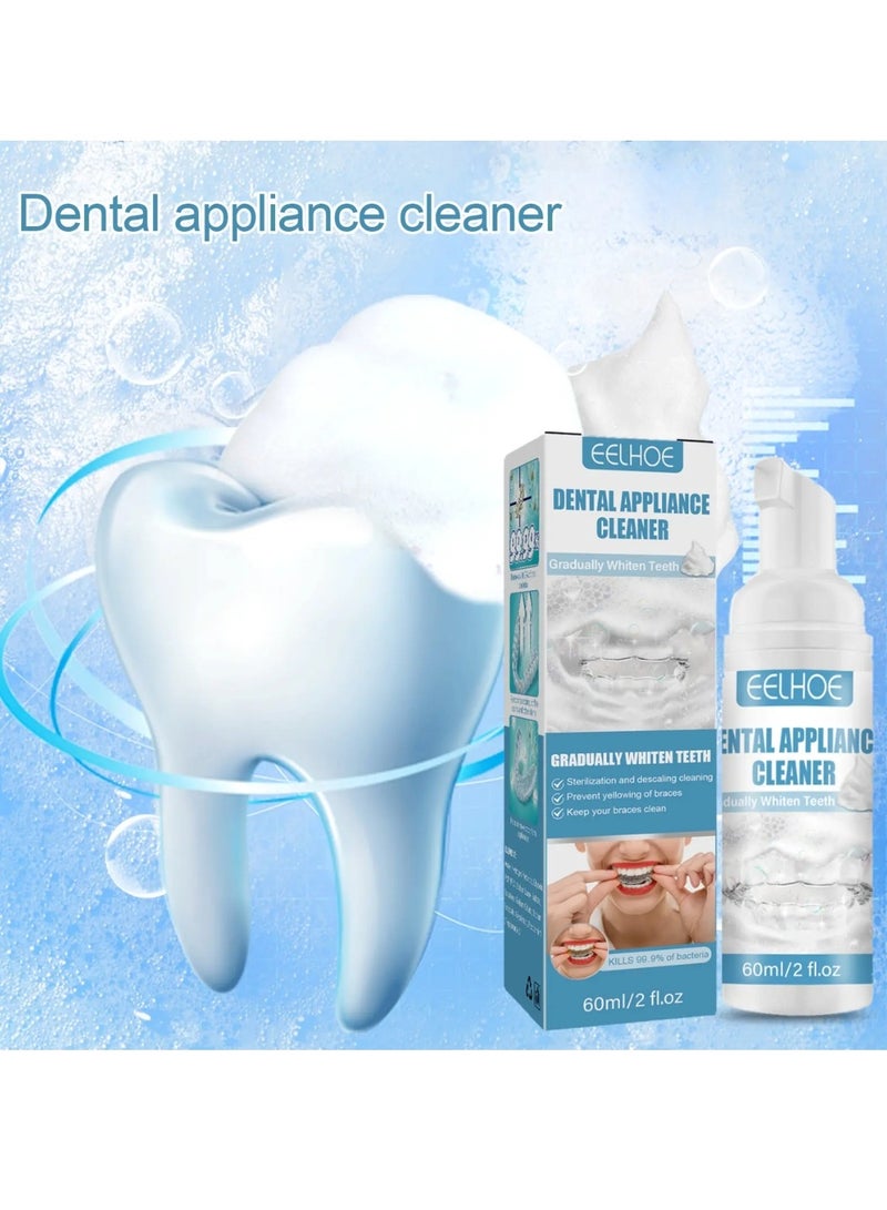 EELHOE 60ml Dental Appliance Cleaner Foam Cleanser for Oral Appliances Braces Cleaner Foam Denture Whitener Toothpaste Aligner Cleaner Teeth Retainer Cleaner Mouth Guard Cleaner Retainer Cleaner Retainer Cleaner Stain Remover - Image 4