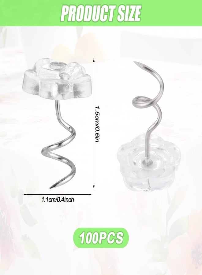Gosknor 100 Pcs Bed Skirt Pins, Upholstery Twist Pins Bedskirts Holders or Fasteners Fabric and Slipcover Pins Spiral Push Pins with Clear Heads for Fixed Bed Skirt Sofa Cover Fabric Cover Decorative Nails - Image 2