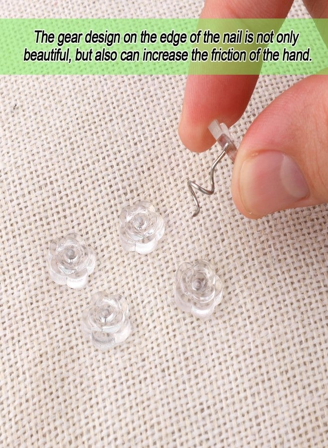 Gosknor 100 Pcs Bed Skirt Pins, Upholstery Twist Pins Bedskirts Holders or Fasteners Fabric and Slipcover Pins Spiral Push Pins with Clear Heads for Fixed Bed Skirt Sofa Cover Fabric Cover Decorative Nails - Image 4