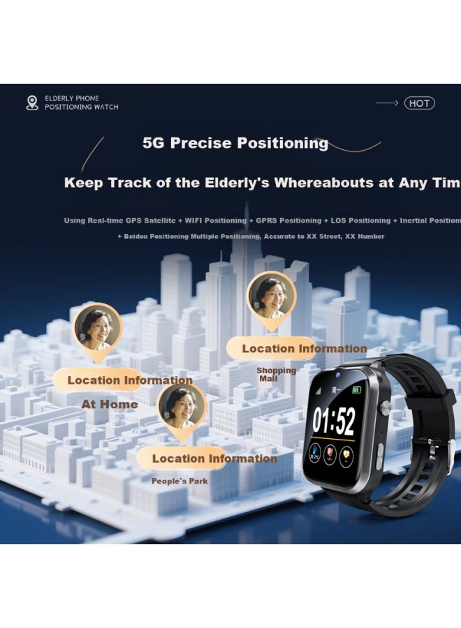 WITGOER جهاز تتبع GPS لكبار السن من ويتغور، جهاز ذكي خاص بدقة عالية مضاد للفقدان، ساعة هاتف، حلقة، بطارية طويلة العمر - Image 2