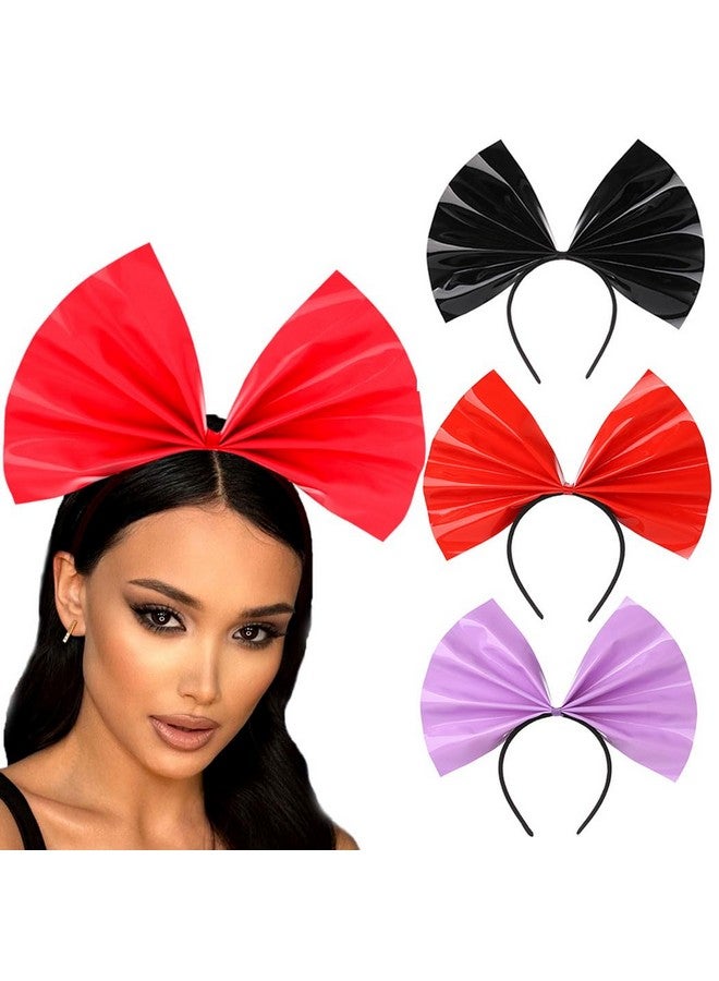 Fdesigner Big Bow Headband Purple Hair Bow Headbands Bowknot Hairband Fashion Women Bows Headpiece Festival Leather Hair Hoop For Holiday Cosplay Costume Gift (Purple) - Image 1